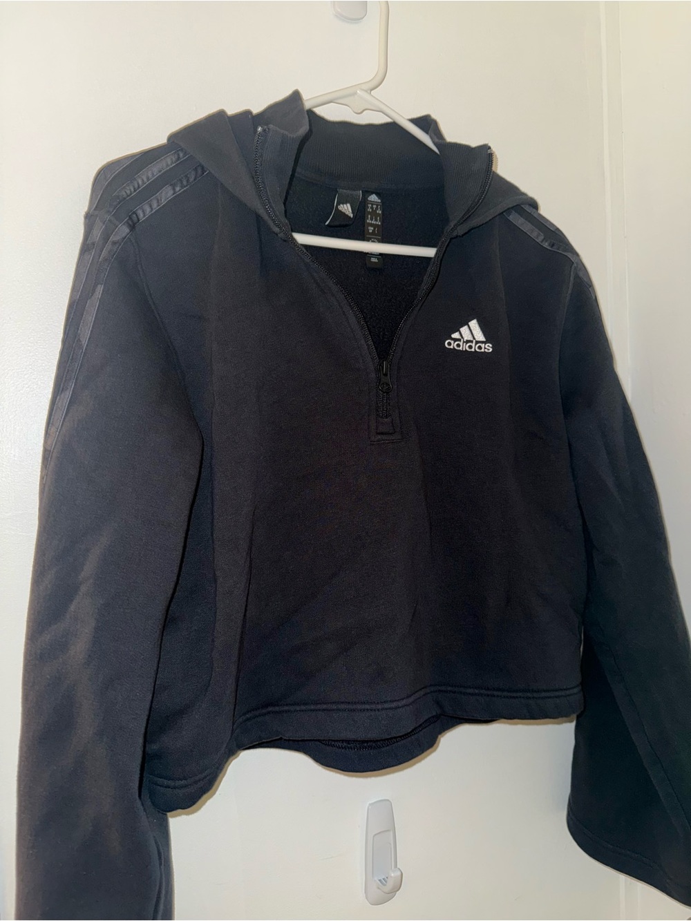 adidas black quarter zip pullover hoodie